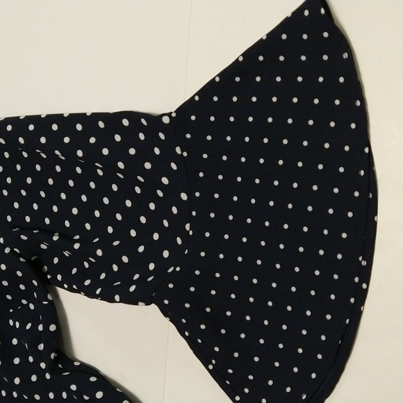 Talbots Ruffle Polka Dot Navy Blue & White Pull Over Oversized Top Size XS #W890 - Picture 8 of 10